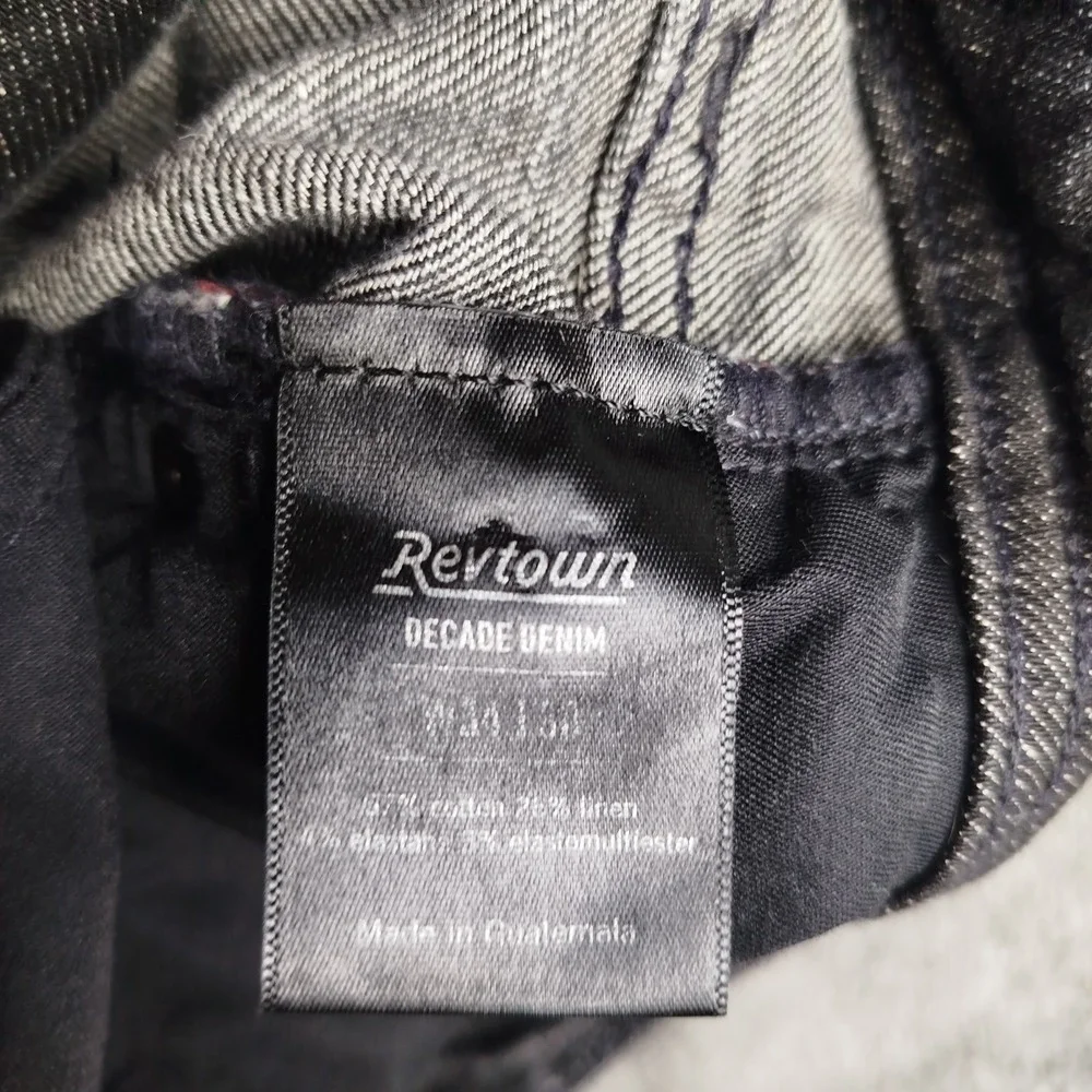 Revtown Jeans Mens Size 34x30‎ Black Selvedge Decade Denim Tapered Stretch